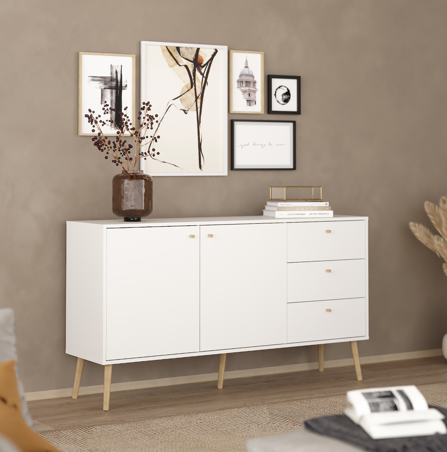 Insi Bodo μπουφές με 2 πόρτες και 3 συρτάρια 147x39x81,7εκ. Λευκό 009.TV21 Insi Bodo μπουφές με 2 πόρτες και 3 συρτάρια 147x39x81,7εκ. Λευκό 009.TV21