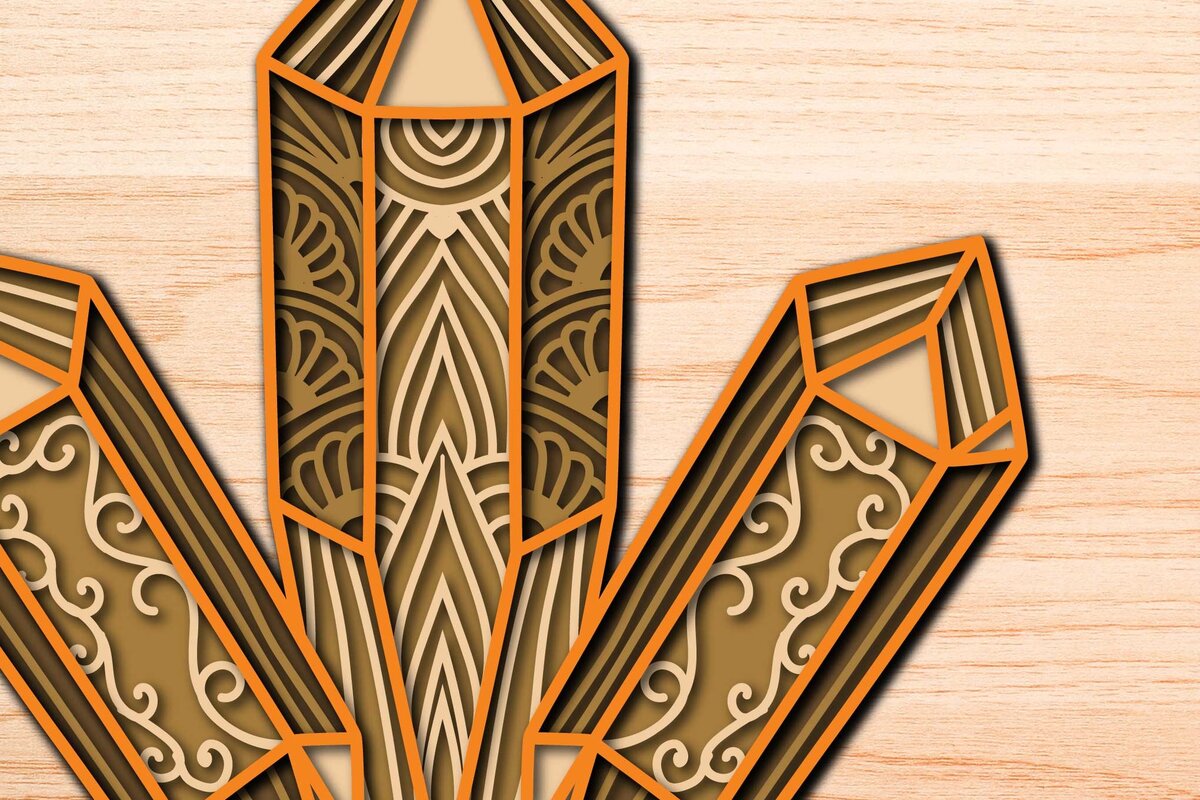 Σετ των 2 Intra απο ξύλο plywood 3mm-4mm πάχος κοπής πολλαπλών επιπέδων λέιζερ BOHO Δίασταση 15x15 cm INTRAFABR-75289782