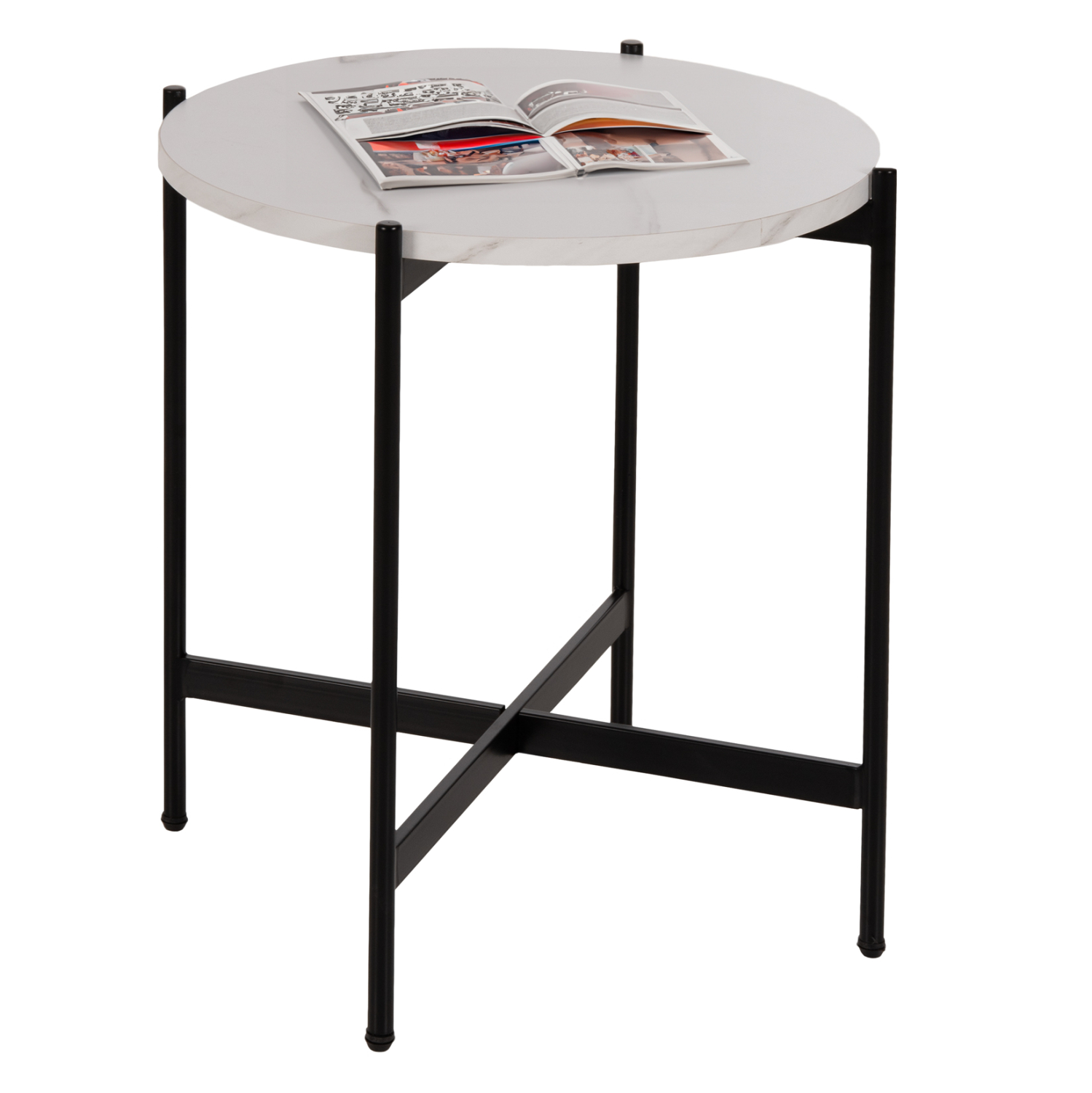 Intrahome ΒΟΗΘΗΤΙΚΟ ΤΡΑΠΕΖΙ .05 NELSPRUICASABLANCALTCASABLANCAI ΛΕΥΚΟ ΜΑΡΜΑΡΟ-ΜΑΥΡΗ ΜΕΤΑΛΛΙΚΗ ΒΑΣΗ Φ50x55Υεκ. intraho-1646357