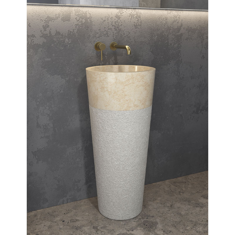 KARAG  BORA Νιπτήρας επιδαπέδιος πέτρινος BORA Cream KARAG Ø40x90cm KARAG-5206836065038