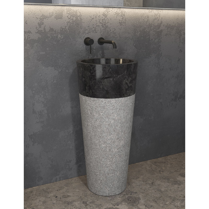 KARAG BORA Νιπτήρας επιδαπέδιος πέτρινος BORA Nero KARAG Ø40x90cm KARAG-5206836065021 KARAG BORA Νιπτήρας επιδαπέδιος πέτρινος BORA Nero KARAG Ø40x90cm KARAG-5206836065021