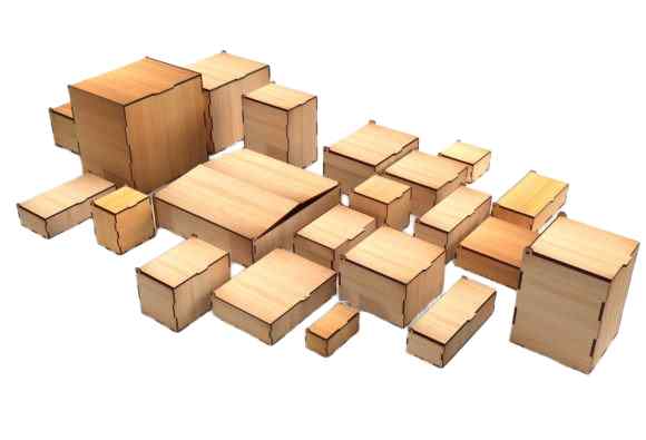 Σετ 2 τεμαχίων – Intra Plywood Classic   – Ξύλινο Κουτί  με  Καπάκι για  Κλείσιμο  (4mm) 37x26x13 cm Box17-00053