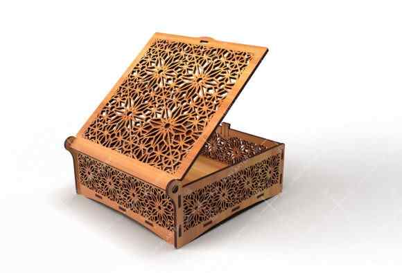 Σετ 2 τεμαχίων – Intra Ξύλινο Κουτί Plywood Kraftbox με περίτεχνο διάτρητο μοτίβο τύπου αραβουργήματος που διακοσμεί τόσο το καπάκι όσο και τις πλευρές του κουτιού 21x19x31 cm Box19-01266