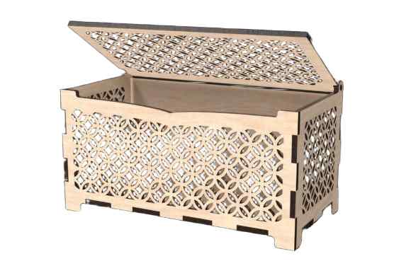 Σετ 5 τεμαχίων – Intra Plywood Elegance – Ξύλινο Διακοσμητικό Κουτί Αποθήκευσης με Διάτρητο Σχέδιο (4mm) 14x10x6 cm Box21-01478