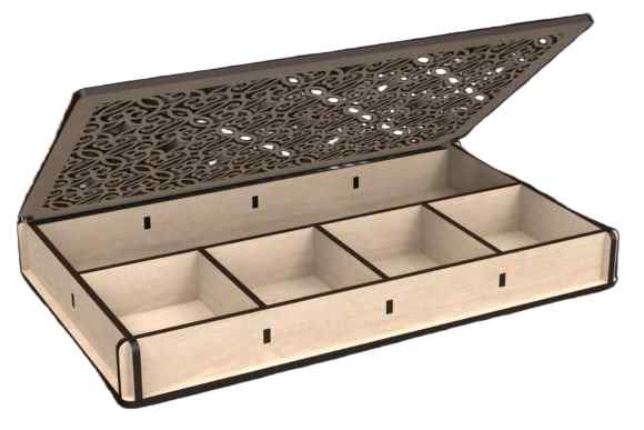 Σετ 2 τεμαχίων – Intra Plywood Elegance Slim – Ξύλινο Κουτί Αποθήκευσης με Διάτρητο Καπάκι &amp; Χωρίσματα (4mm) 28x12x11 cm Box22-01088