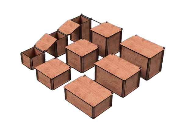 Σετ 5 τεμαχίων – Intra LOTUS Wooden Storage Box – Ξύλινο Κουτί Αποθήκευσης μαζί με καπάκι 10x10x5 cm Box31-01428