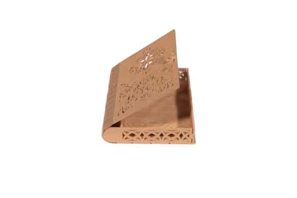 Σετ 2 τεμαχίων – Intra GEOMETRIA – Ξύλινο Κουτί  Aποθήκευσης  σε σχήμα Βιβλίου με Γεωμετρική Χαρακτική 47x13x30 cm Box42-00267