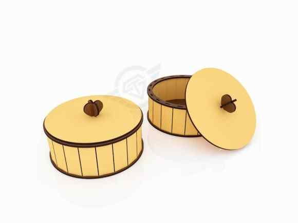 Σετ 5 τεμαχίων – Intra CIRCULA  Στρογγυλό Ξύλινο Κουτί με Μοντέρνα Γραμμή  Κομψό Καπάκι 10x19x7 cm Box43-01254