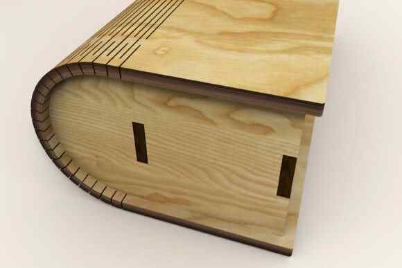 Intra CURVA Ξύλινο Κουτί με Καμπύλο Καπάκι  Μινιμαλιστική Αισθητική 12x46x5 cm Box46-01681