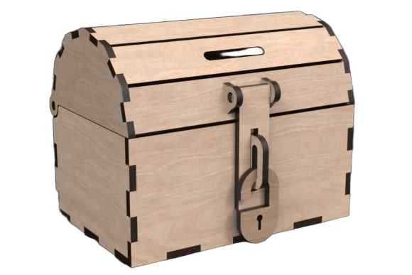 Intra TREASURE  Ξύλινο Μπαούλο με Κούμπωμα  Κλασική Καμπύλη Σχεδίαση 46x40x11 cm Box48-00836