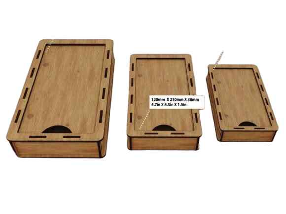 Σετ 2 τεμαχίων – WOODEN FLATCASE – Ξύλινο Χαμηλό Κουτί Αποθήκευσης με Καπάκι για Έγγραφα, Κοσμήματα - Premium Συσκευασία 24x47x17 cm Box55-00753