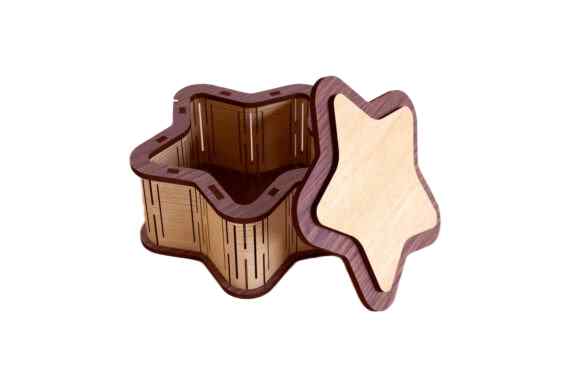 Intra STARBOX – Ξύλινο Κουτί σε Σχήμα Αστεριού με Καπάκι, Ιδανικό για Δώρα, Κοσμήματα - Διακόσμηση 41x31x9 cm Box56-00001