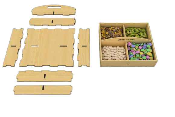 Σετ 2 τεμαχίων – Intra LOTUS Ξύλινο Κουτί Οργάνωσης με Εσωτερικά Χωρίσματα και Κεντρική Λαβή – Πολυστρωματική Κατασκευή Plywood   44x14x13 cm Box06-00004