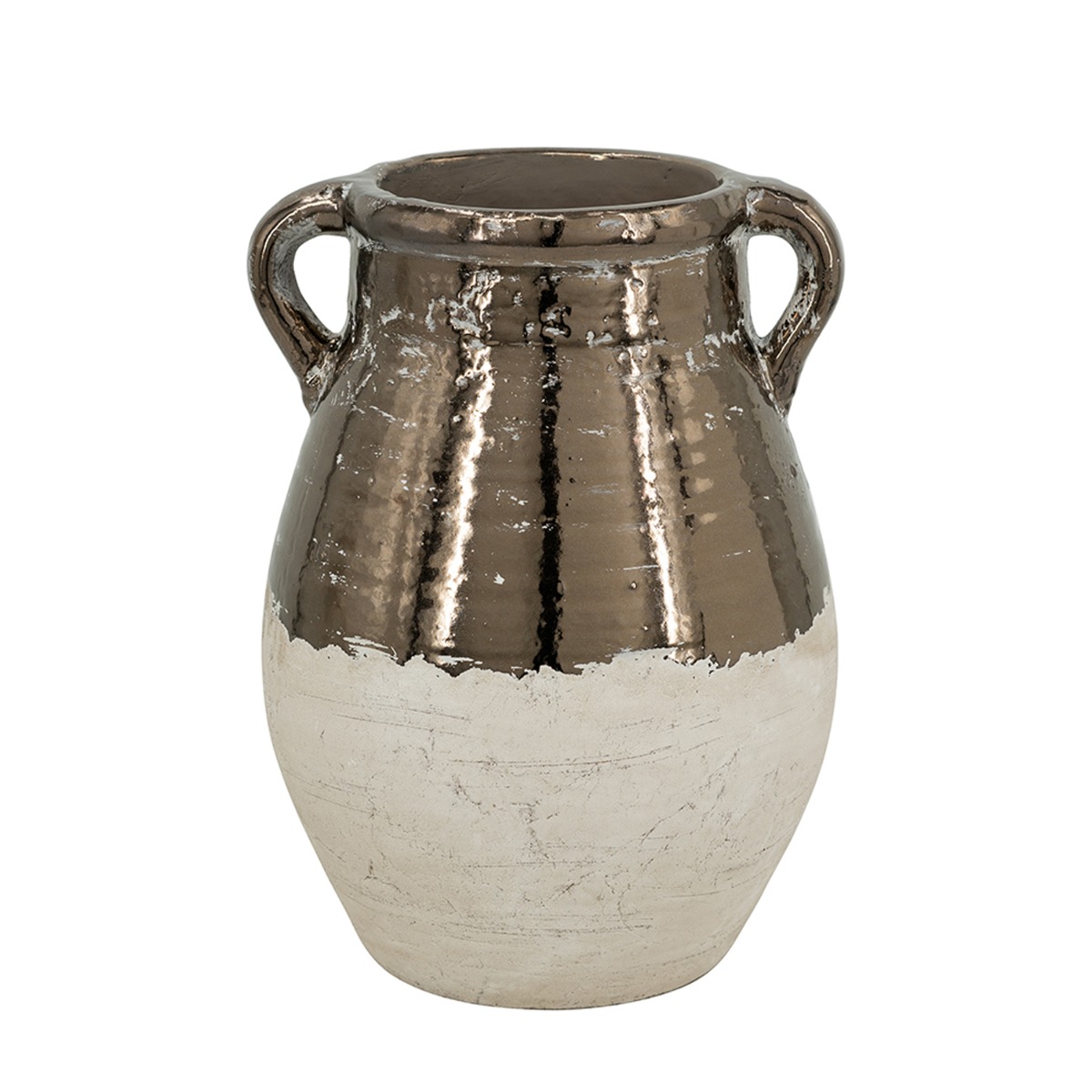 Artekko Candia Βάζο από Τερακότα σε Μπρονζέ με Μπεζ (24.5x24.5x33)cm Artekko C6066