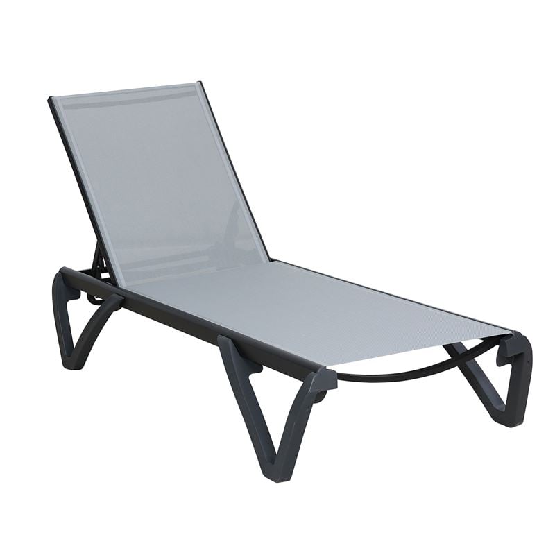WOODWELL Ε3383,1CAPRI K/D Ξαπλώστρα Αλουμίνιο Μαύρο, PP-UV Μαύρο – Textilene Γκρι 68/58x190x30cm Ε3383,1
