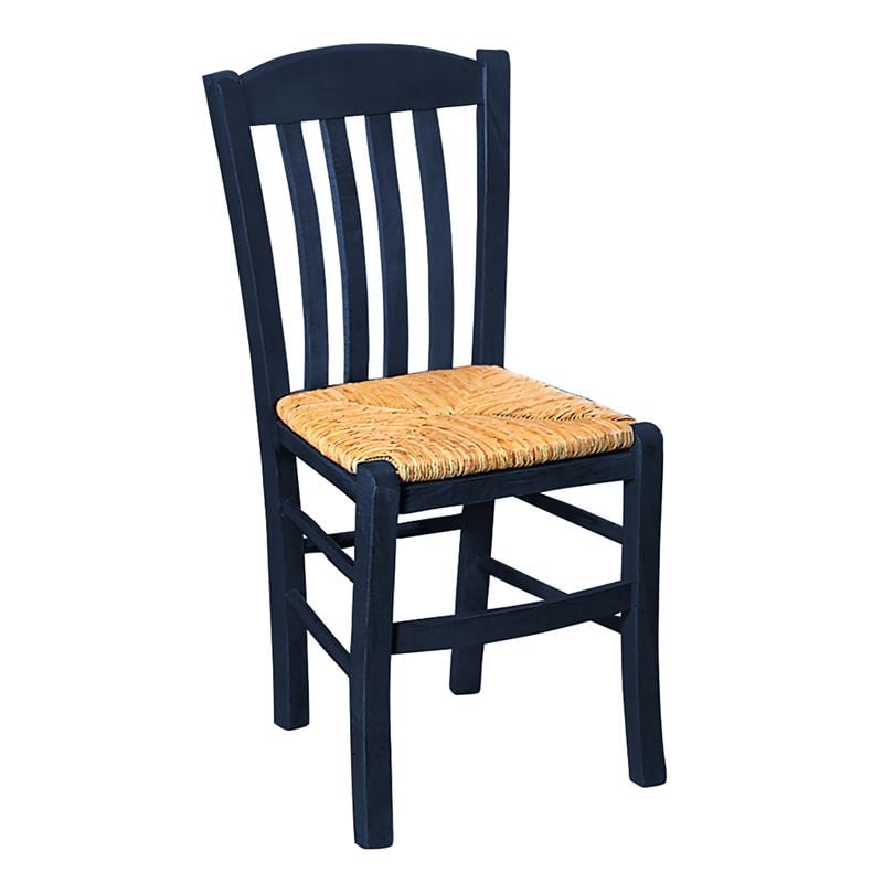 WOODWELL CASA Καρέκλα Οξιά Βαφή Εμποτισμού Ανιλίνη Μπλε, Κάθισμα Ψάθα 42x45x88cm Ρ966,Ε3
