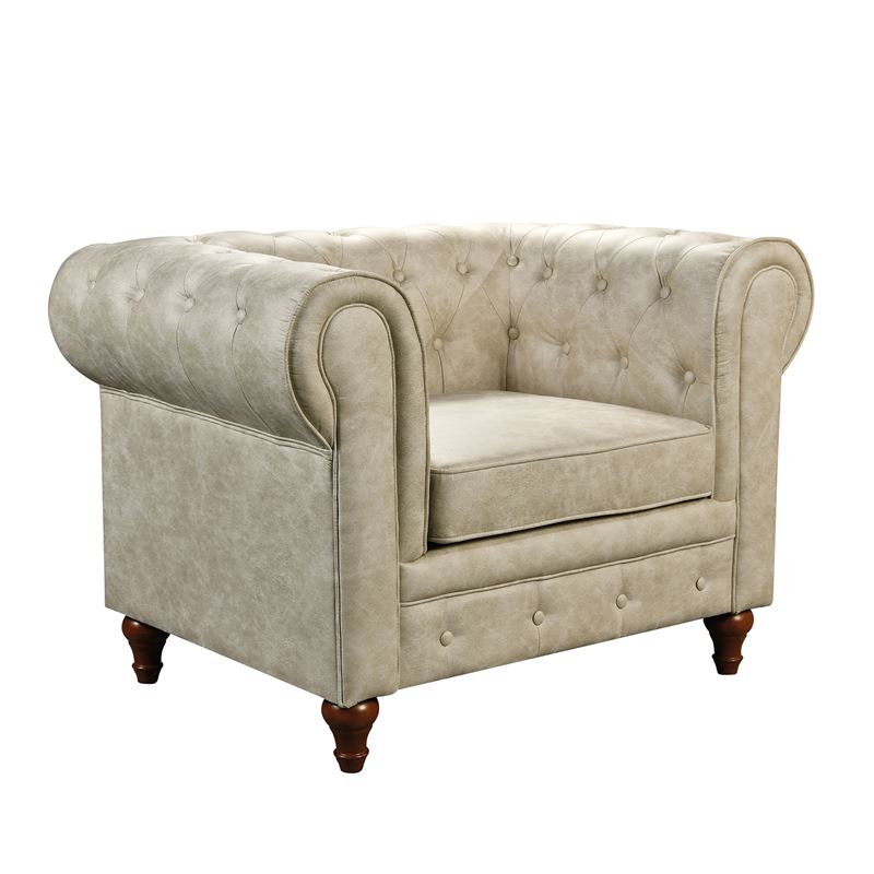 WOODWELL Ε942,11CHESTERFIELD York Πολυθρόνα Σαλονιού – Καθιστικού, Ύφασμα Απόχρωση Μπεζ 110x82x77cm Ε942,11