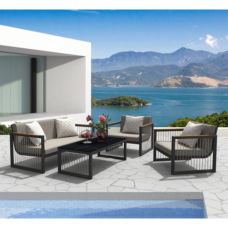 WOODWELL Ε6738CORDOBA Set Καθιστικό ALU Ανθρακί: Καναπές+2 Πολυθρόνες+ Τραπεζάκι, Μαξιλάρια Μπεζ 147x78x70-80x78x70-120x60x40cm Ε6738 WOODWELL Ε6738CORDOBA Set Καθιστικό ALU Ανθρακί: Καναπές+2 Πολυθρόνες+ Τραπεζάκι, Μαξιλάρια Μπεζ 147x78x70-80x78x70-120x60x40cm Ε6738