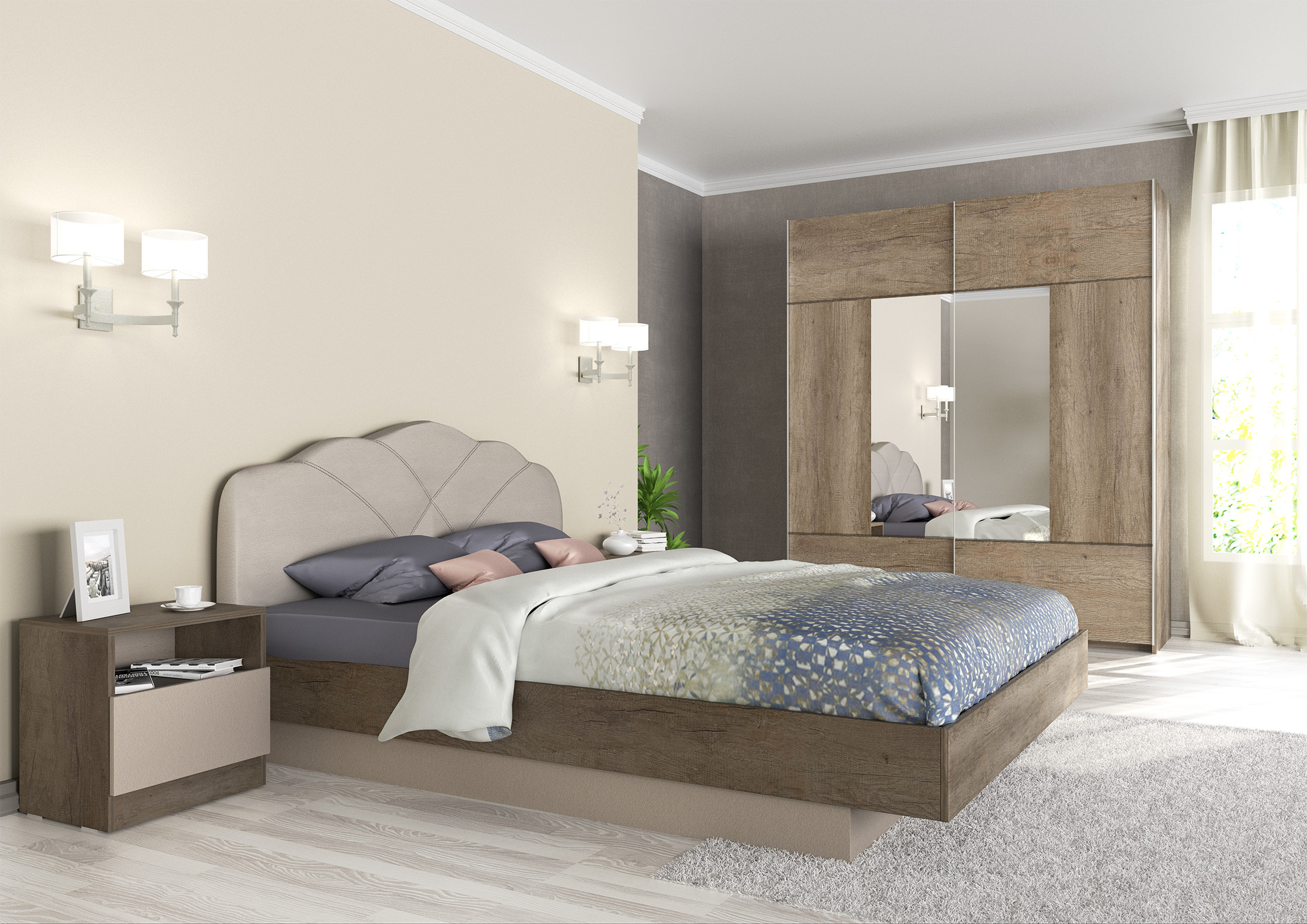 Σετ Κρεβατοκάμαρας ξύλινο CORONA 160×200 DIOMMI 40-030 DIOMMI-40-030