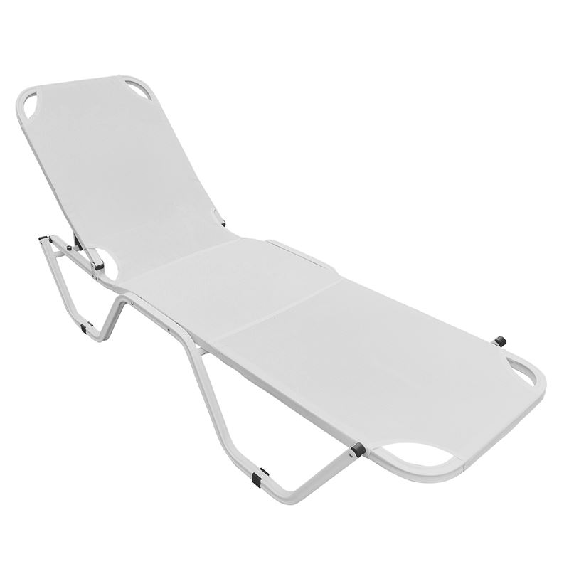 WOODWELL CRETA Ξαπλώστρα Αλουμινίου Άσπρο, Textilene Άσπρο, Στοιβαζόμενη 60x197x30cm Προφίλ 25x25x1,5mm Ε281,9