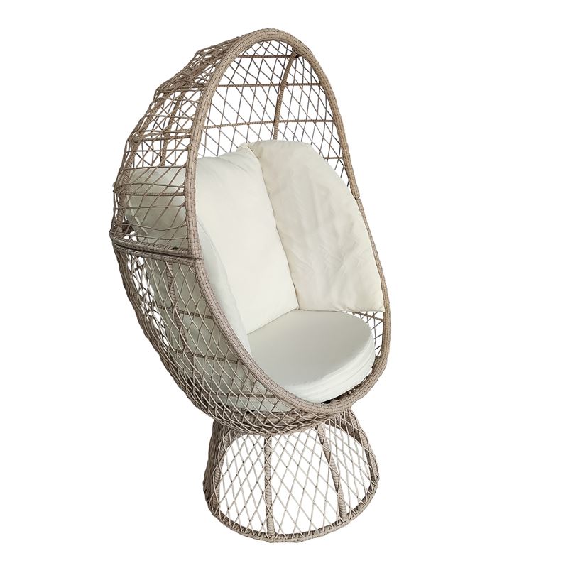 WOODWELL Ε6747,1CROWN Πολυθρόνα Egg, Wicker Μπεζ, Μαξιλάρι Άσπρο 78x73x142cm Ε6747,1 WOODWELL Ε6747,1CROWN Πολυθρόνα Egg, Wicker Μπεζ, Μαξιλάρι Άσπρο 78x73x142cm Ε6747,1