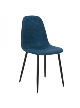 Καρέκλα Bella pakoworld PU σκούρο μπλε antique-μαύρο πόδι 029-000018