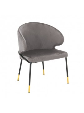Καρέκλα Nalu pakoworld βελούδο γκρι-μαύρο χρυσό πόδι 029-000102