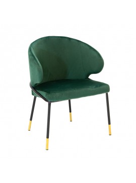 Καρέκλα Nalu pakoworld βελούδο σκούρο πράσινο-μαύρο χρυσό πόδι 029-000104