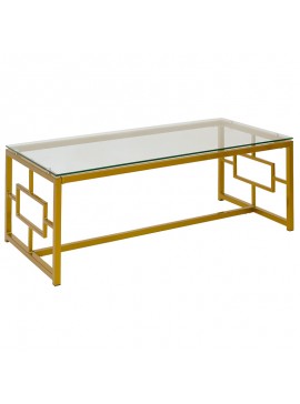 Τραπέζι σαλονιού Eccento pakoworld χρυσό-γυαλί 8mm 120x60x44εκ 029-000107
