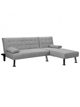 Γωνιακός καναπές-κρεβάτι αναστρέψιμος Brisk pakoworld γκρι ύφασμα 200x146x75εκ 035-000069