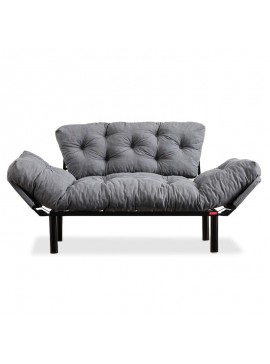 Καναπές κρεβάτι PWF-0018 pakoworld 2θέσιος με ύφασμα χρώμα γκρι 155x73x85cm 071-000662