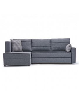 Γωνιακός καναπές κρεβάτι PWF-0524 pakoworld δεξιά γωνία ύφασμα σκούρο γκρι-καρυδί 242x160x88εκ 071-001167