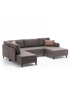 Πολυμορφικός καναπές κρεβάτι PWF-0534 pakoworld ύφασμα καφέ 300x202x78εκ 071-001187