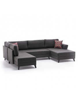 Πολυμορφικός καναπές κρεβάτι PWF-0536 pakoworld ύφασμα ανθρακί 300x202x78εκ 071-001189