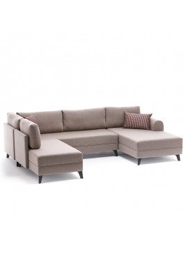 Πολυμορφικός καναπές κρεβάτι PWF-0534 pakoworld ύφασμα κρεμ 300x202x78εκ 071-001192