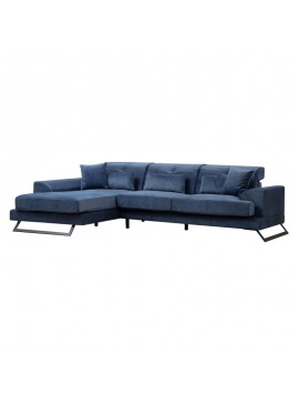 Γωνιακός καναπές PWF-0575 pakoworld δεξιά γωνία ύφασμα μπλε 308/190x92εκ 071-001413