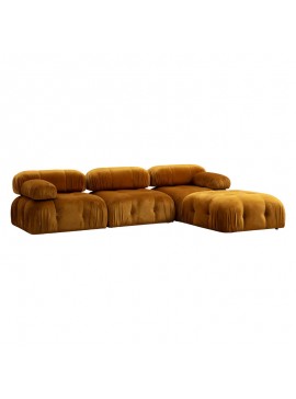 Πολυμορφικός καναπές Divine βελουτέ σε χρώμα μουσταρδί 288/190x75εκ 071-001479