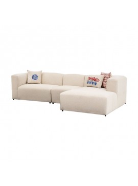 Γωνιακός καναπές Lindena pakoworld αριστερή γωνία κρεμ ύφασμα 296x158x72εκ 071-001554