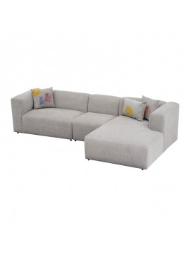 Γωνιακός καναπές Lindena pakoworld αριστερή γωνία ανοιχτό γκρι ύφασμα 296x158x72εκ 071-001556