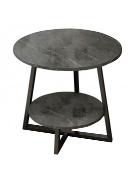Τραπέζι σαλονιού Rota MDF ανθρακί μαρμάρου-μαύρο Φ60x60cm 072-000061