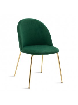 Καρέκλα Ruth pakoworld βελούδο σκούρο πράσινο-χρυσό gloss πόδι 112-000016