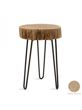 Βοηθητικό τραπέζι σαλονιού Tripp pakoworld μασίφ ξύλο 6,5-7εκ καρυδί-πόδι μαύρο 32x30x47εκ 113-000010