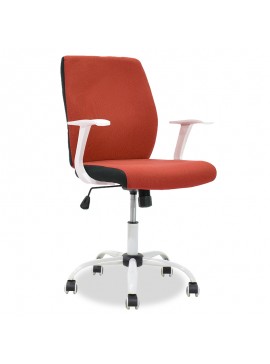 Καρέκλα γραφείου εργασίας Memory pakoworld με ύφασμα κεραμιδί-λευκό 126-000012