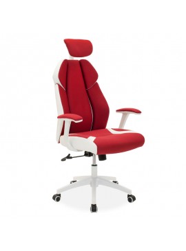 Καρέκλα γραφείου διευθυντή MOMENTUM Bucket pakoworld κόκκινο υφάσμα Mesh-πλάτη pu λευκό 126-000027