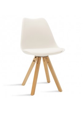 Καρέκλα Caron pakoworld PP λευκό-φυσικό πόδι 127-000012