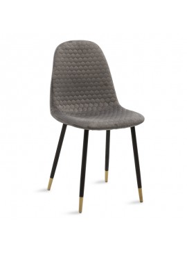 Καρέκλα Sila pakoworld βελούδο γκρι-μαύρο χρυσό πόδι 127-000062