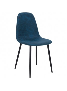Καρέκλα Bella pakoworld PU σκούρο μπλε antique-μαύρο πόδι 127-000117