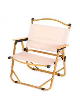 ArteLibre Καρέκλα Παραλίας ISLAMORADA Μπεζ/Χρυσό Μέταλλο/Ύφασμα 41x53x79cm Arte-14660031