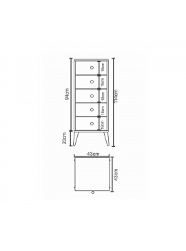 ArteLibre Συρταριέρα AMARI Λευκό Μοριοσανίδα 43x43x114cm Arte-14870049