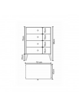ArteLibre Συρταριέρα AMARI Δρυς/Λευκό Μοριοσανίδα 72x43x96cm Arte-14870052